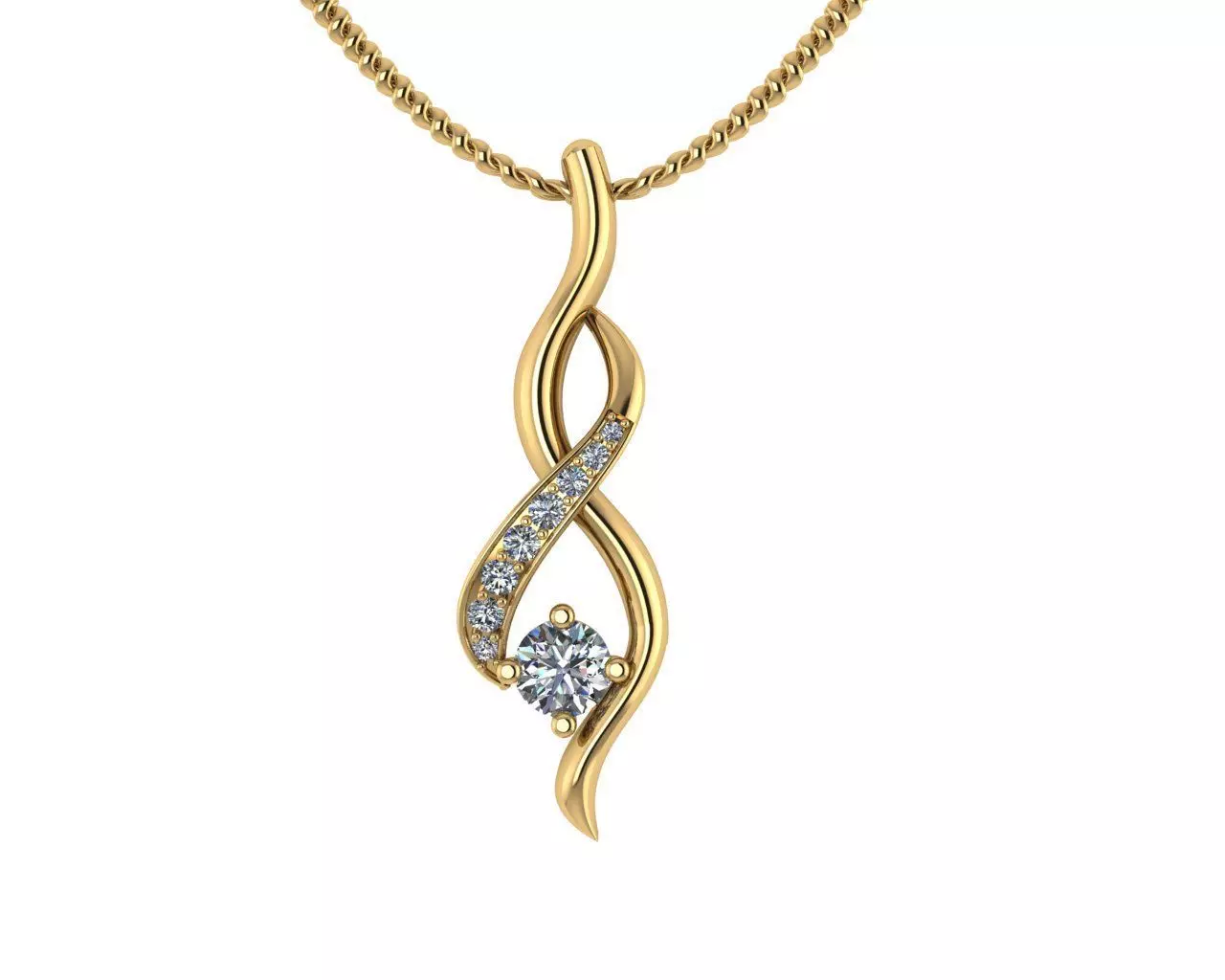 Diamond Gold Pendant 3D print model_0