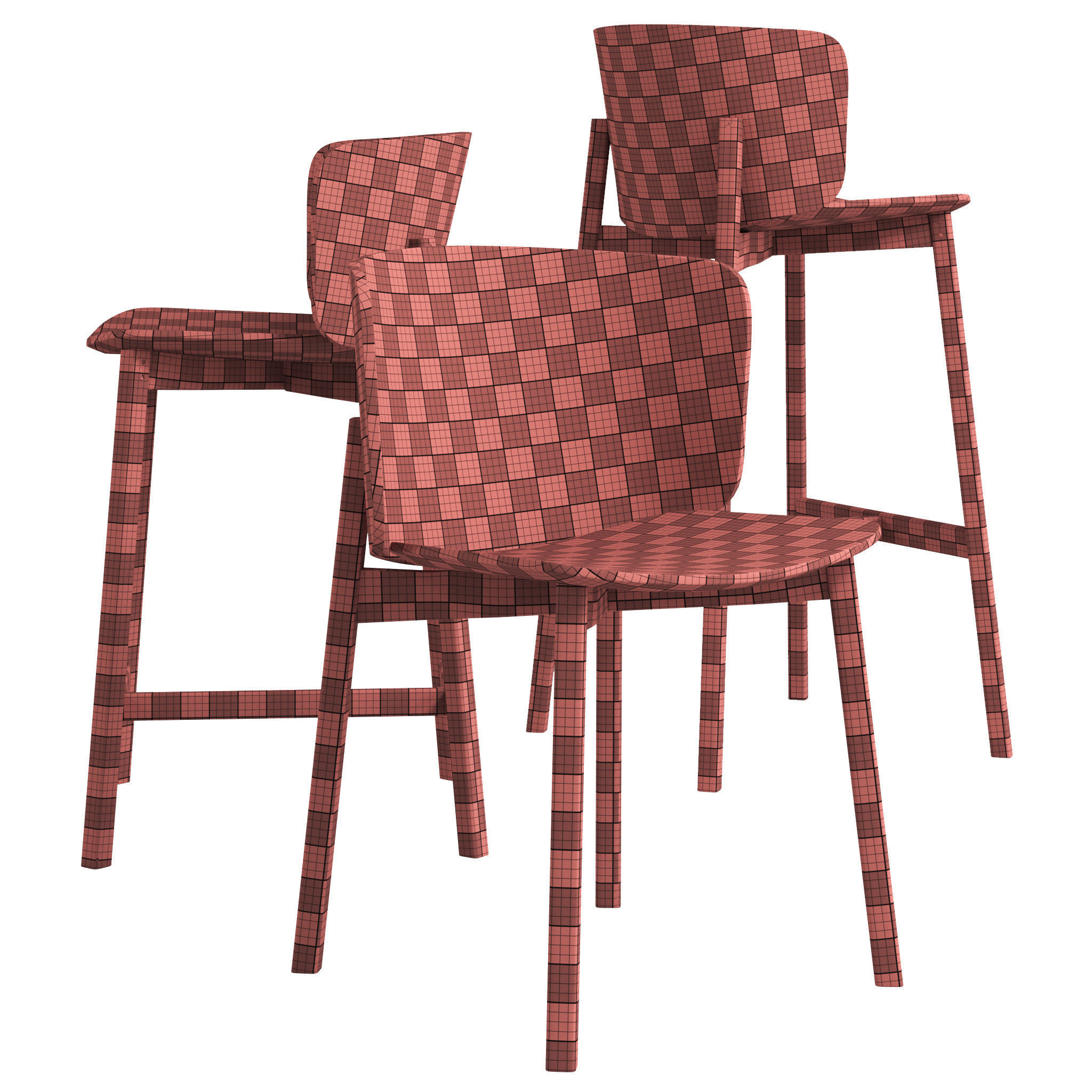 Buddy Chairs Right-Round Table 3D model_2