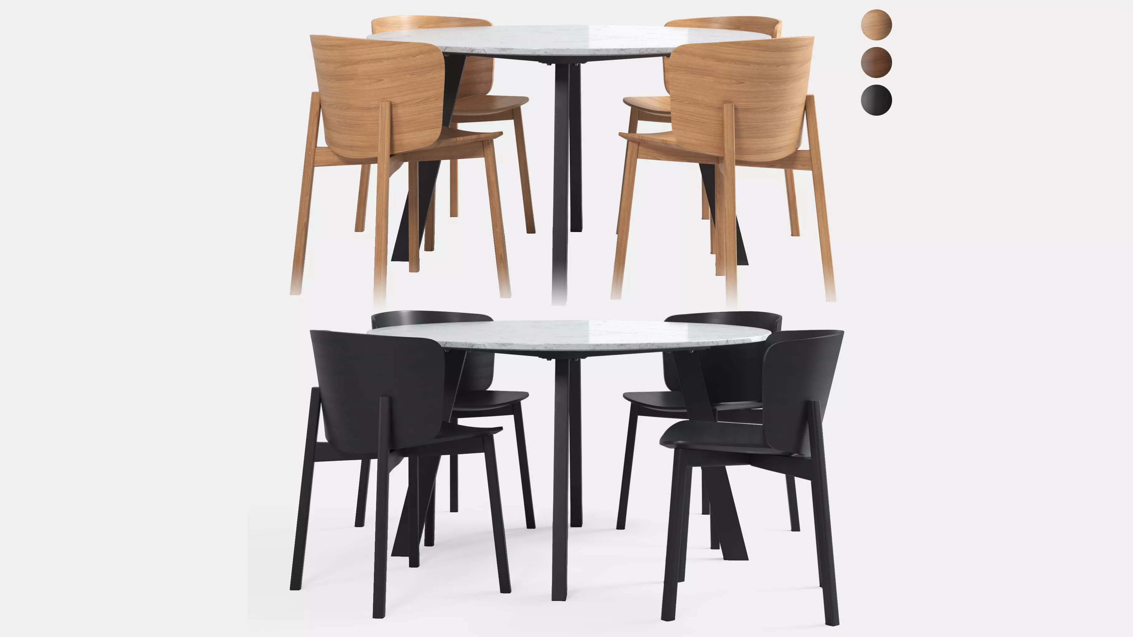 Buddy Chairs Right-Round Table 3D model_0