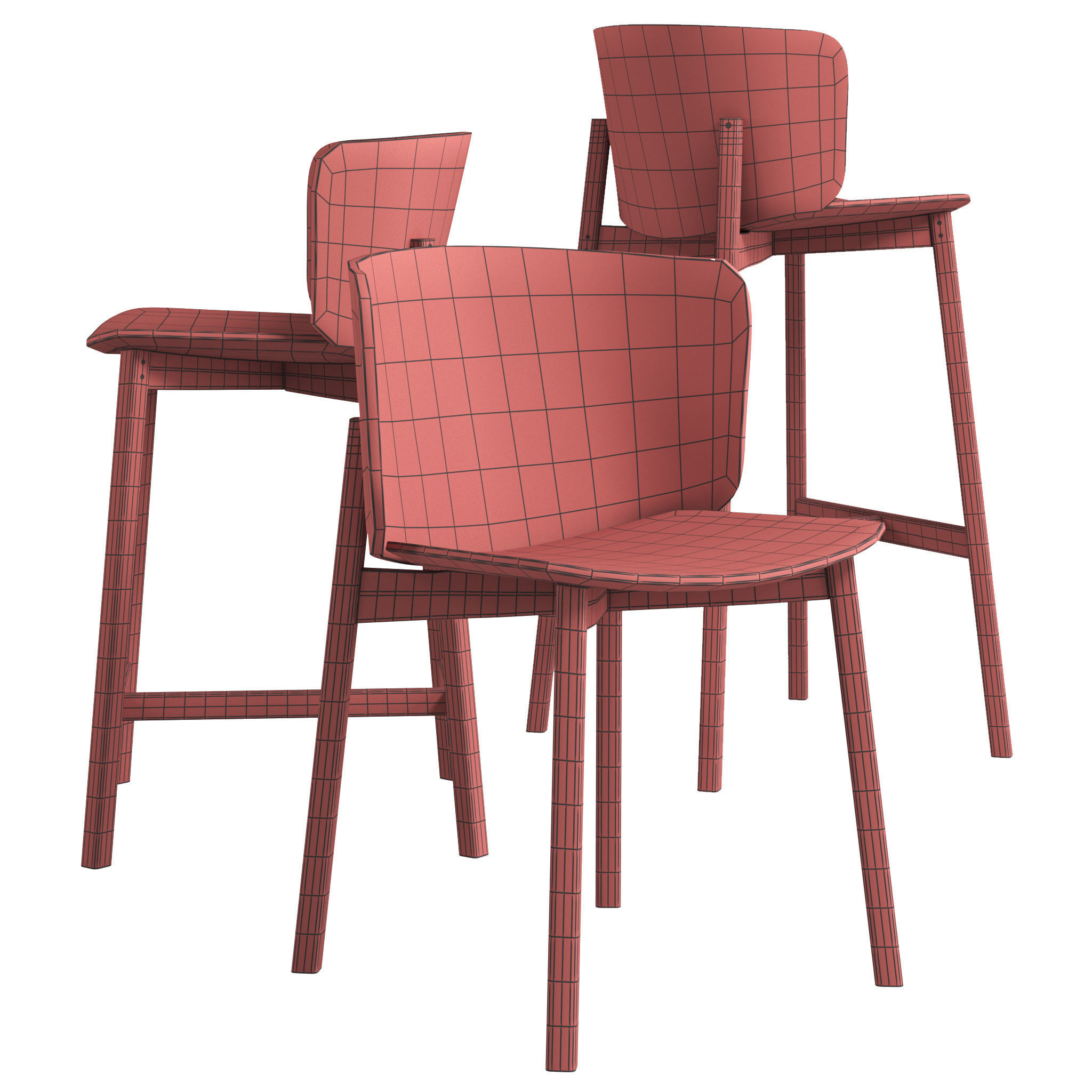 Buddy Chairs Right-Round Table 3D model_3