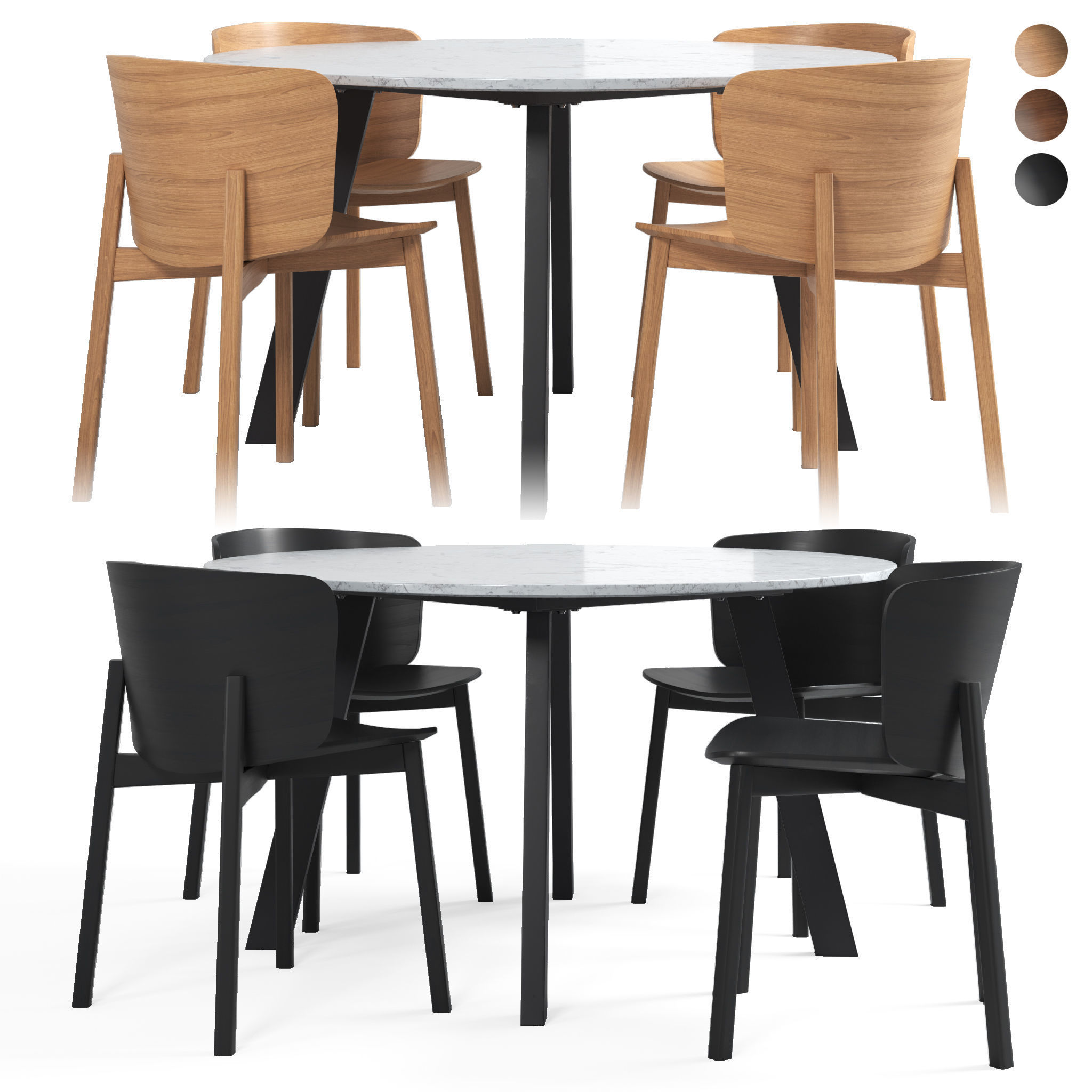 Buddy Chairs Right-Round Table 3D model_7