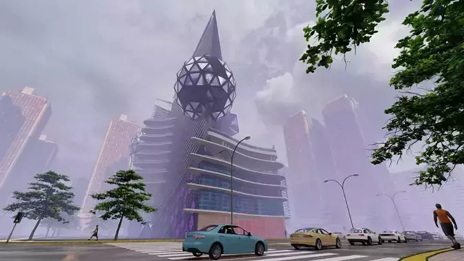Skyscraper Deconstructivism Structure  Low-poly 3D model