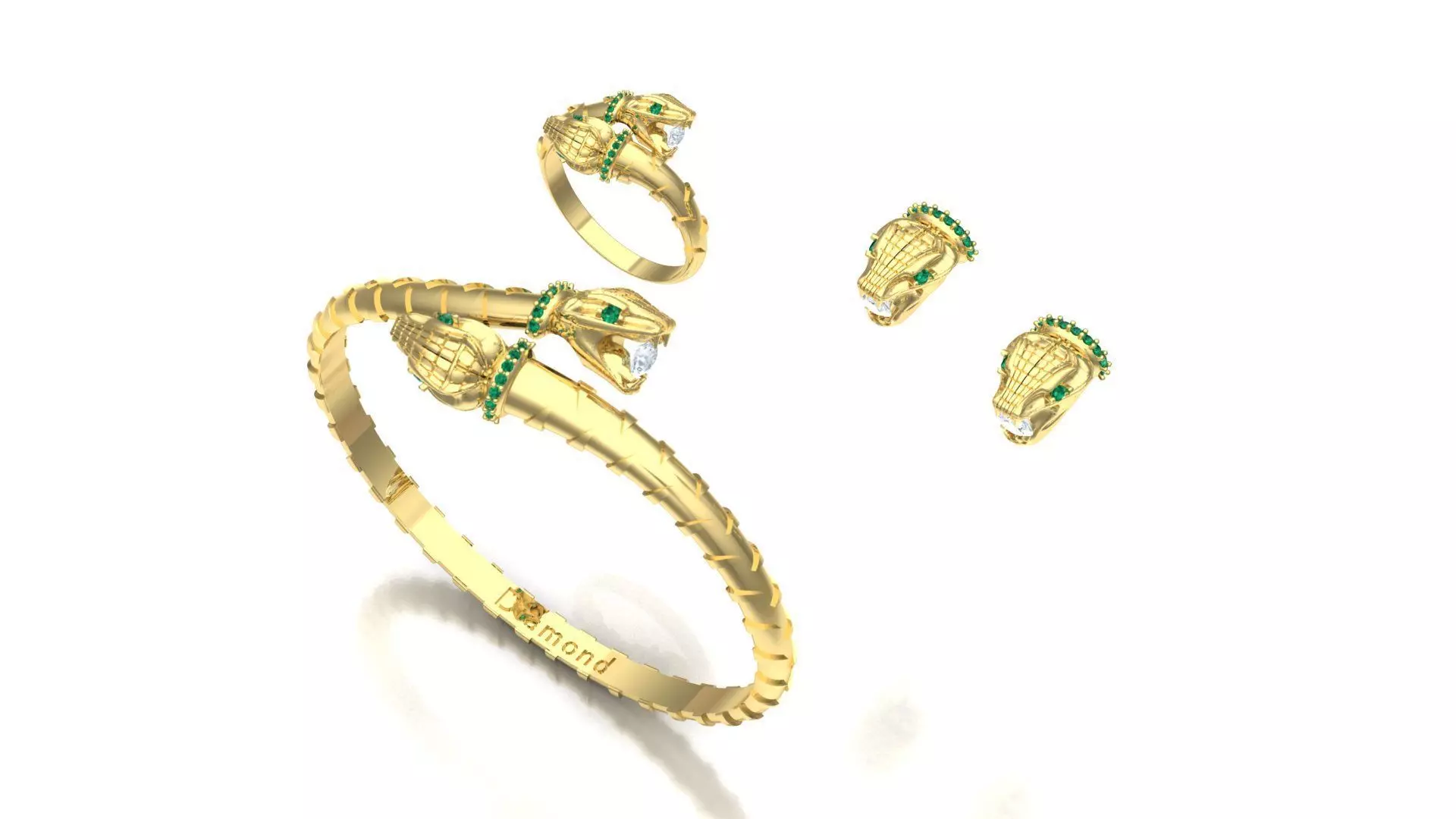 snake jewelry set 3D print model_0