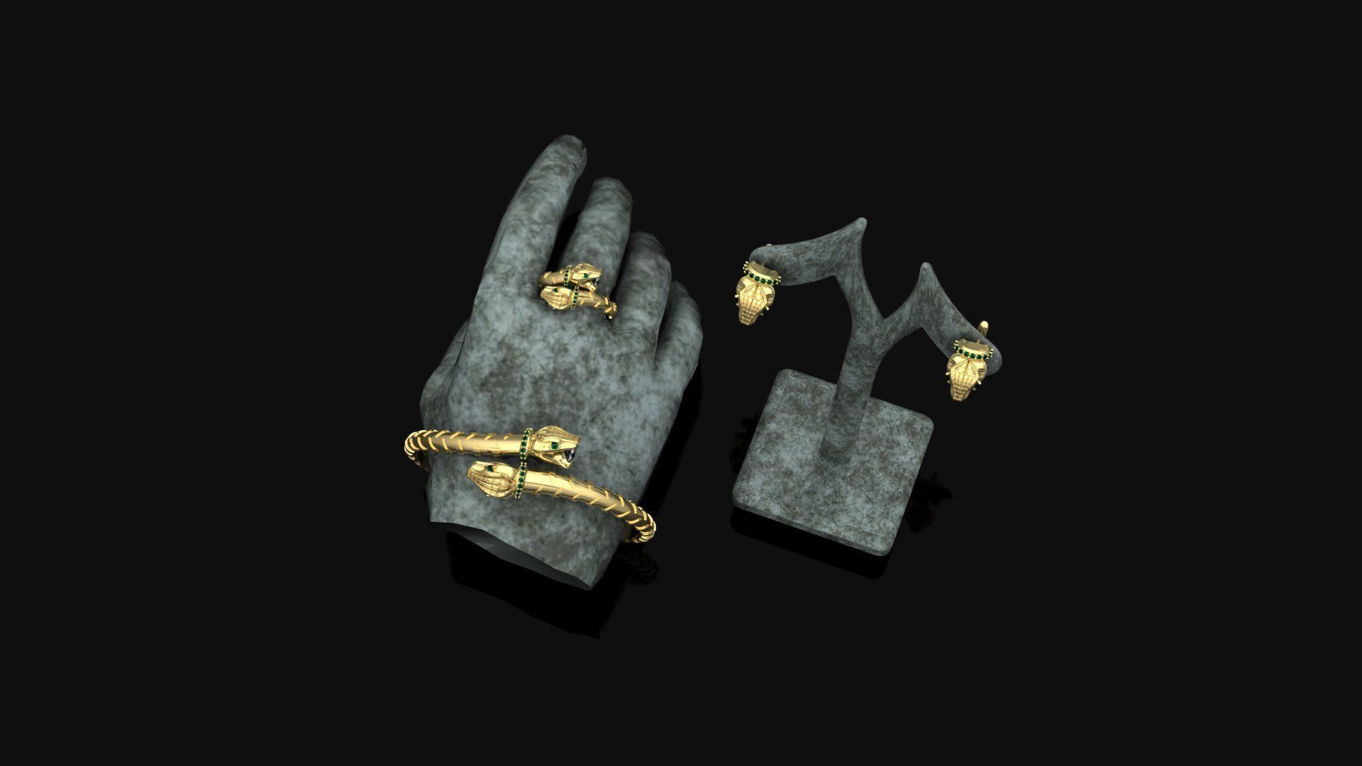 snake jewelry set 3D print model_5