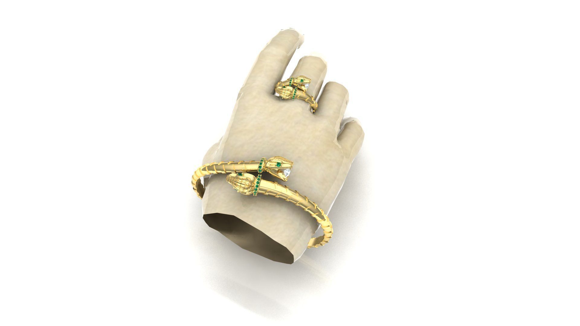 snake jewelry set 3D print model_2