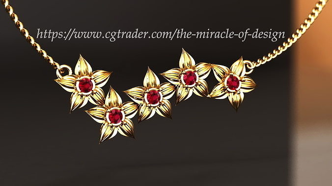 Diamond flower pendant 3D print model