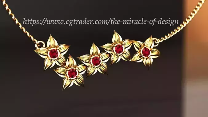 Diamond flower pendant 3D print model