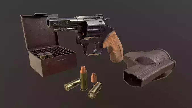 Rook Compact Old Revolver with Accessories