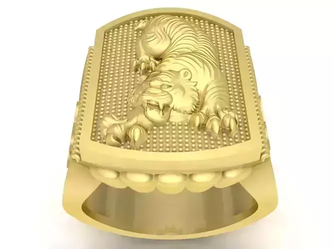 24k chinese  Tiger down the mountain  men ring 3730