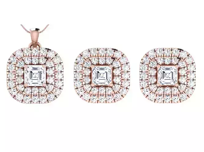 Women Earring Pendant Set 3dm STL OBJ FBX Render Details