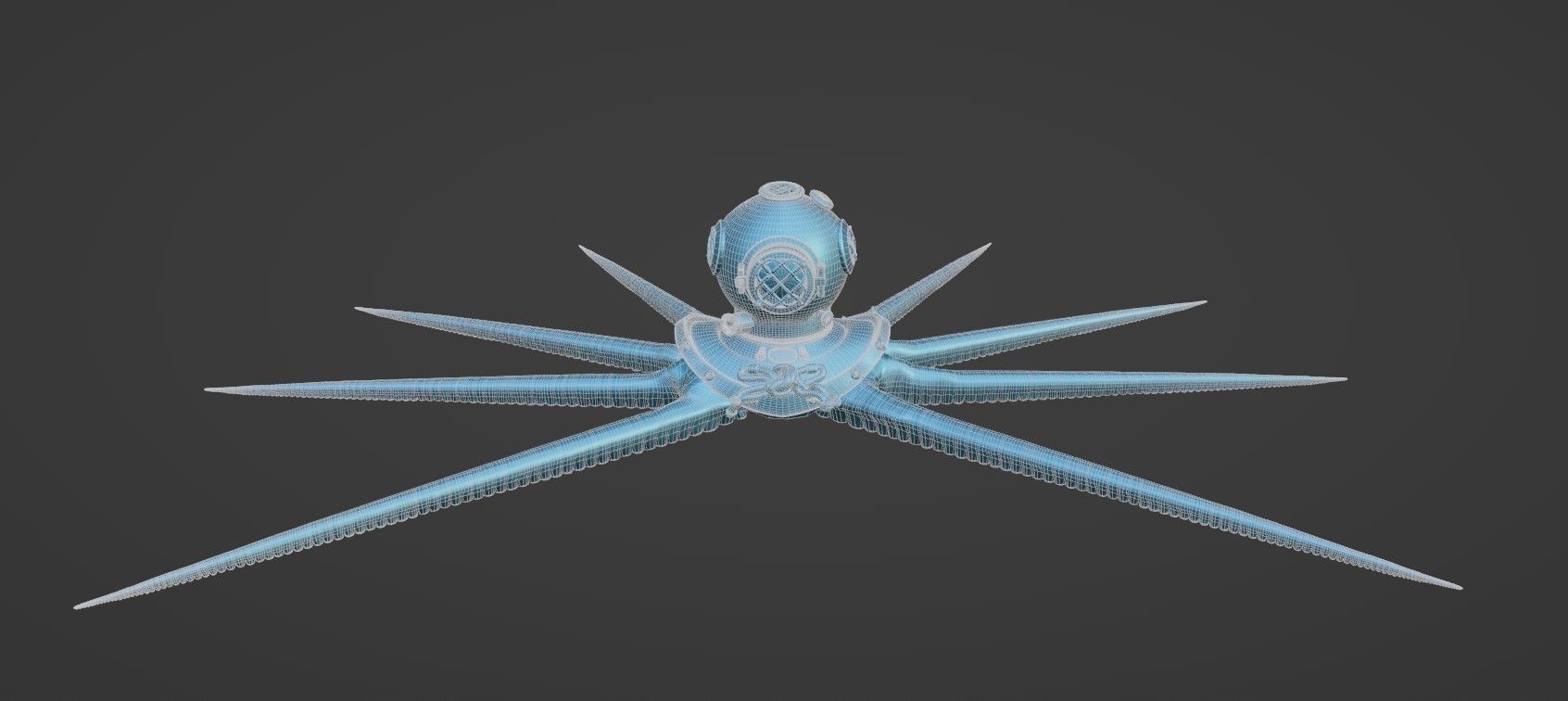 Rigged Octopus Diver 3D model_8