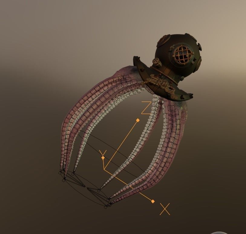 Rigged Octopus Diver 3D model_29