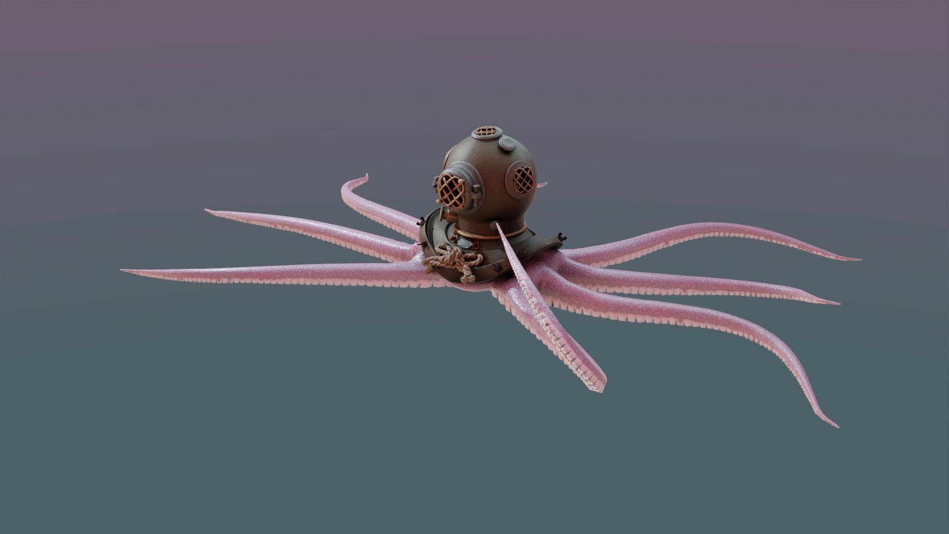 Rigged Octopus Diver 3D model_3