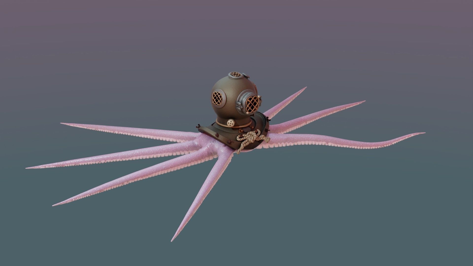 Rigged Octopus Diver 3D model_7
