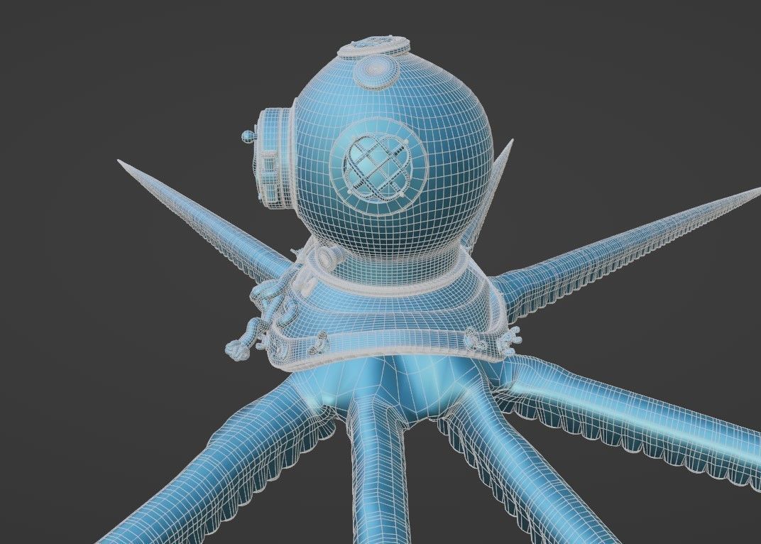 Rigged Octopus Diver 3D model_9