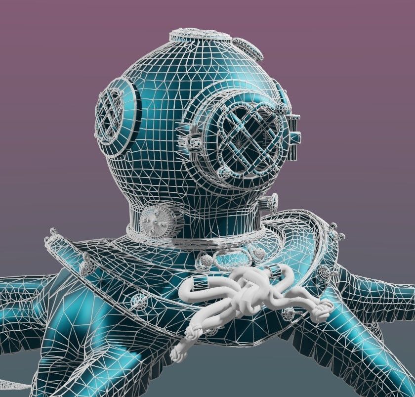 Rigged Octopus Diver 3D model_18