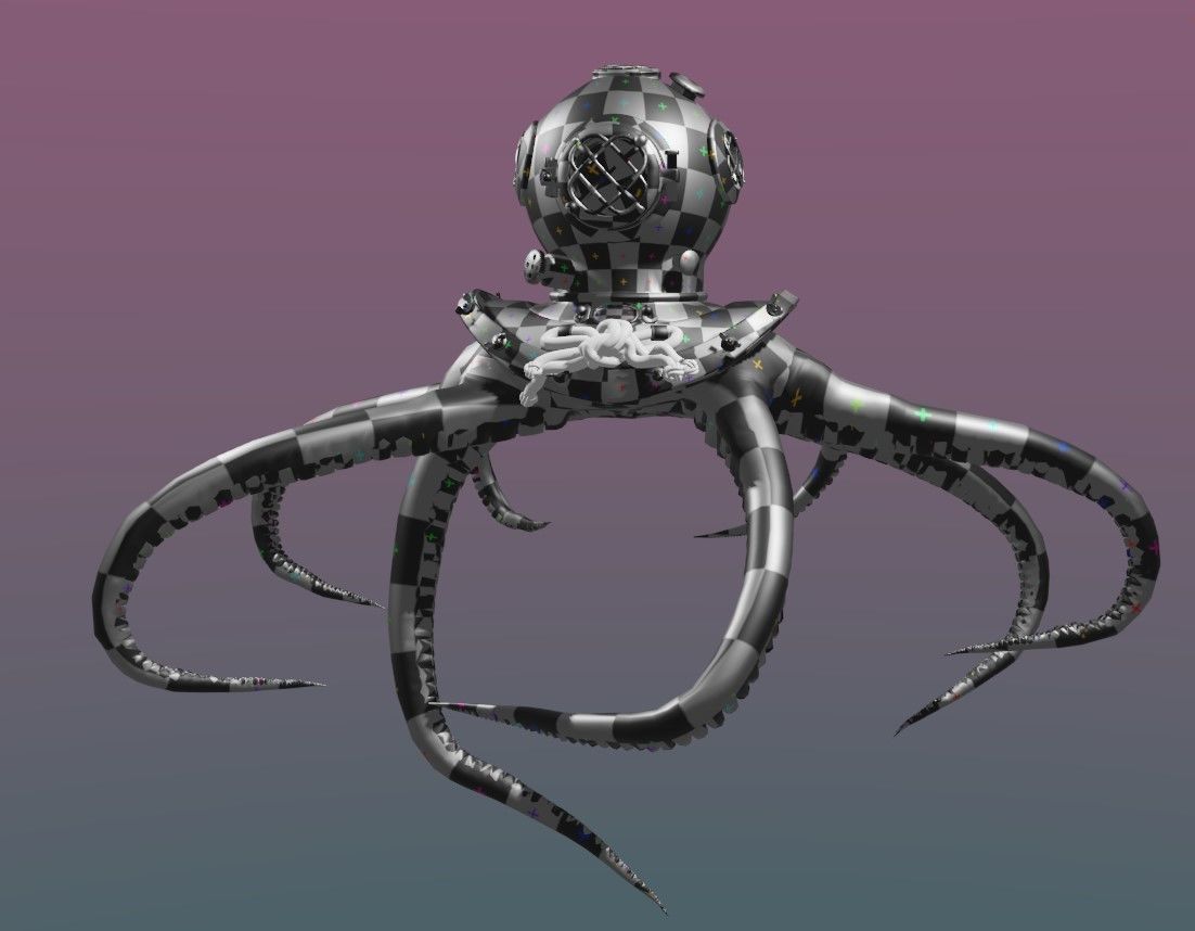 Rigged Octopus Diver 3D model_11
