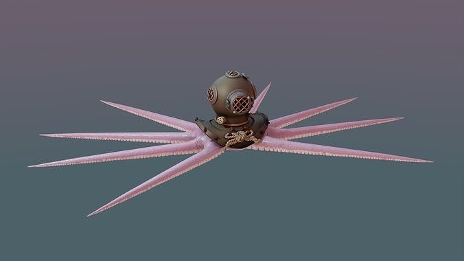 Rigged Octopus Diver 3D model