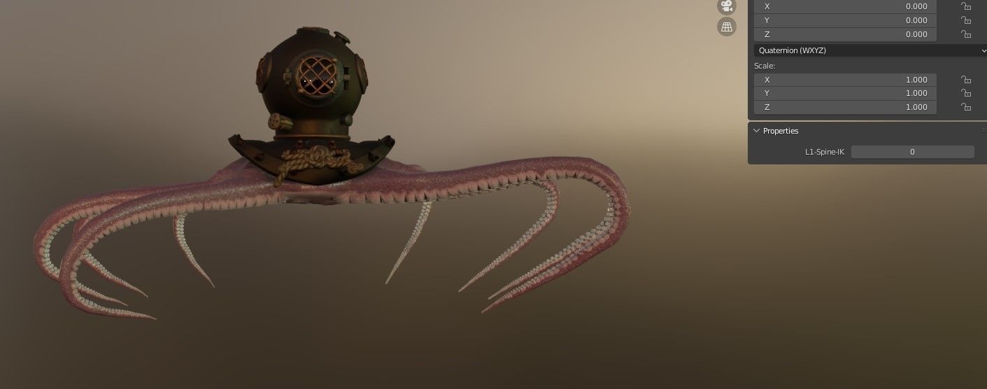 Rigged Octopus Diver 3D model_31