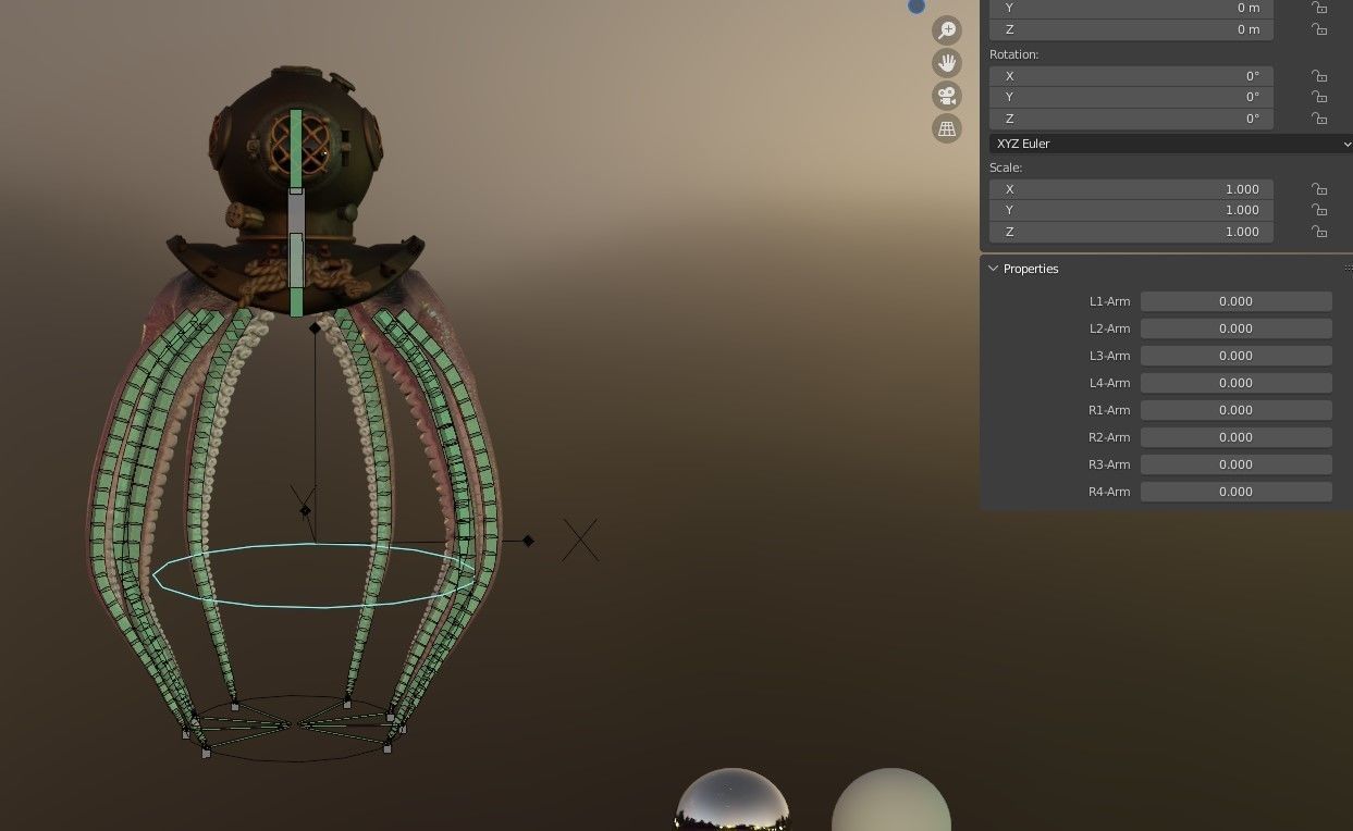Rigged Octopus Diver 3D model_27