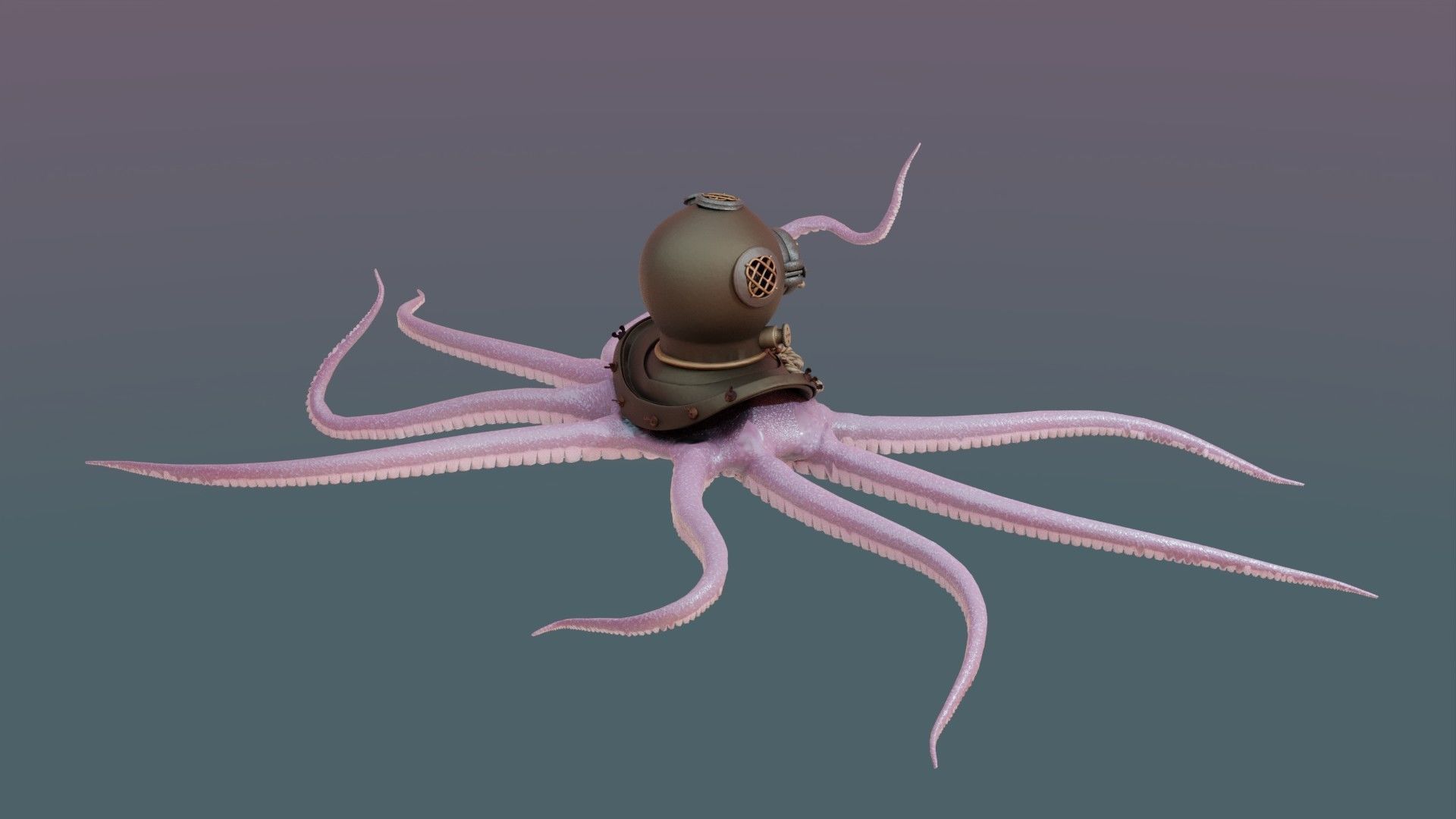 Rigged Octopus Diver 3D model_6