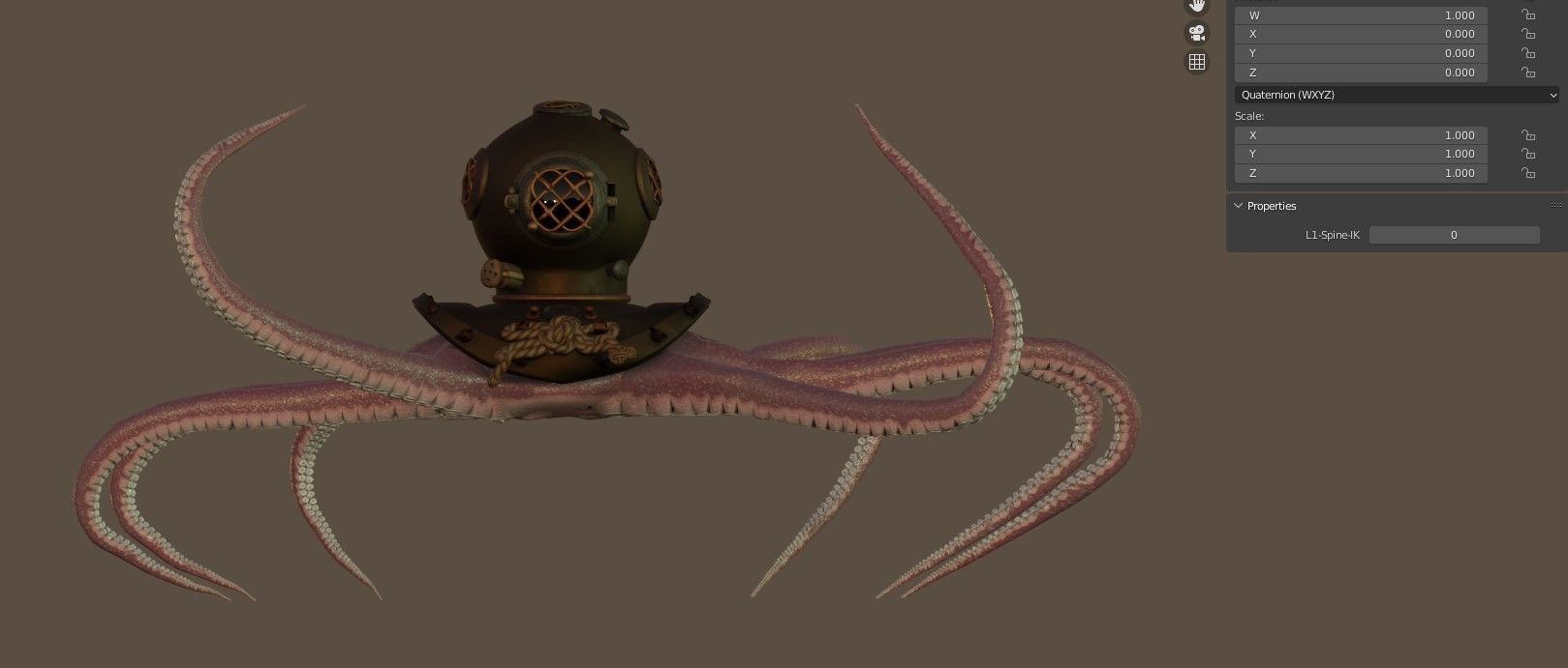 Rigged Octopus Diver 3D model_32