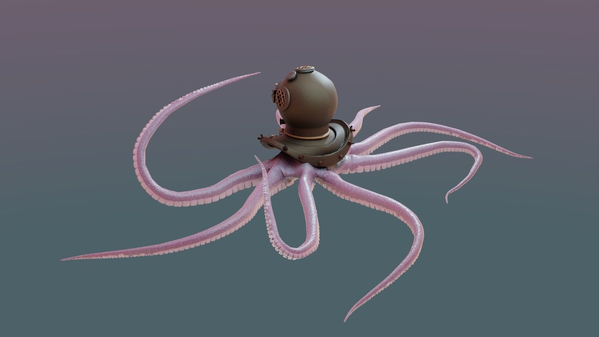 Rigged Octopus Diver 3D model_5