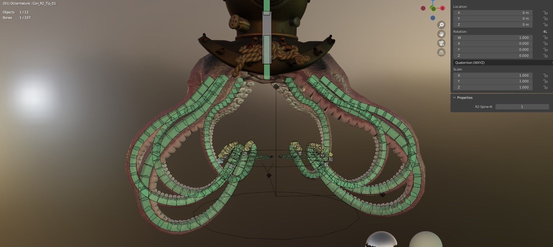 Rigged Octopus Diver 3D model_26