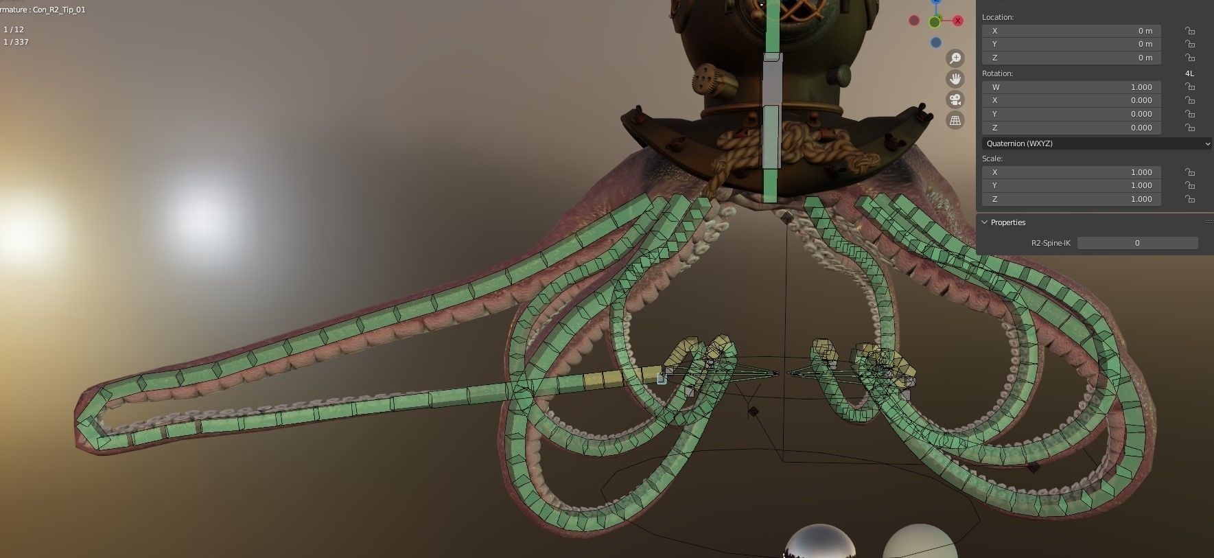 Rigged Octopus Diver 3D model_25