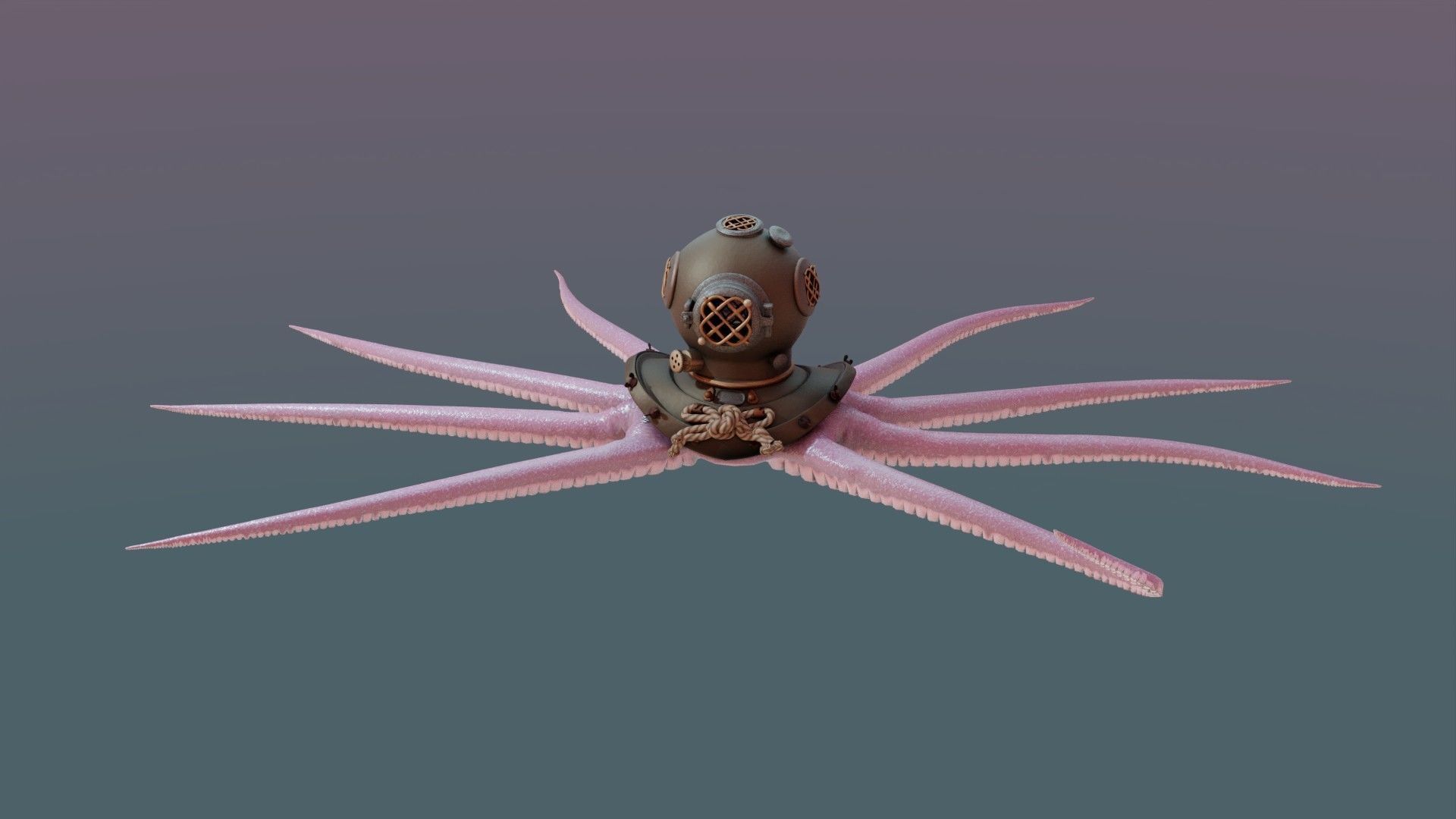 Rigged Octopus Diver 3D model_2