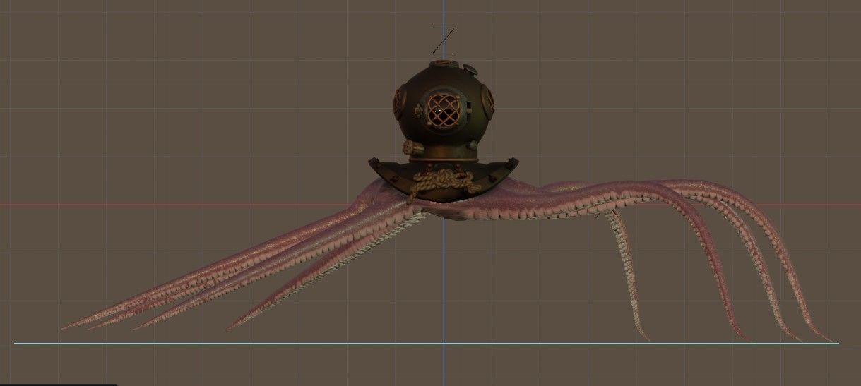 Rigged Octopus Diver 3D model_33