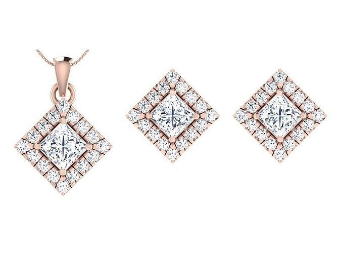 Women Earring Pendant Set 3dm STL OBJ FBX Render Details 3D print model