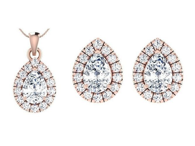 Women Earring Pendant Set 3dm STL OBJ FBX Render Details 3D print model
