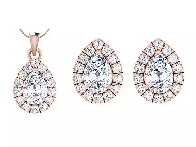 Women Earring Pendant Set 3dm STL OBJ FBX Render Details