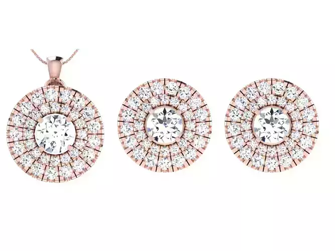 Women Earring Pendant Set 3dm STL OBJ FBX Render Details