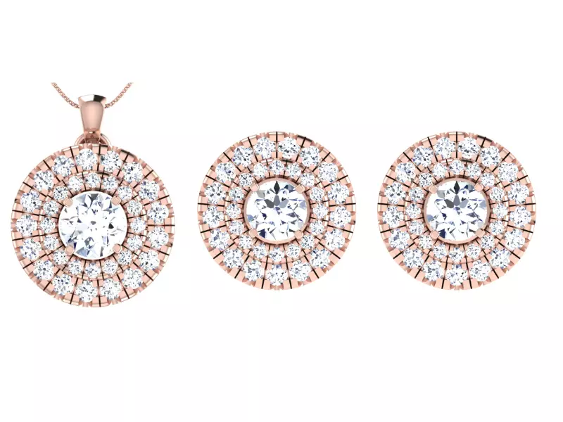 Women Earring Pendant Set 3dm STL OBJ FBX Render Details 3D print model_0