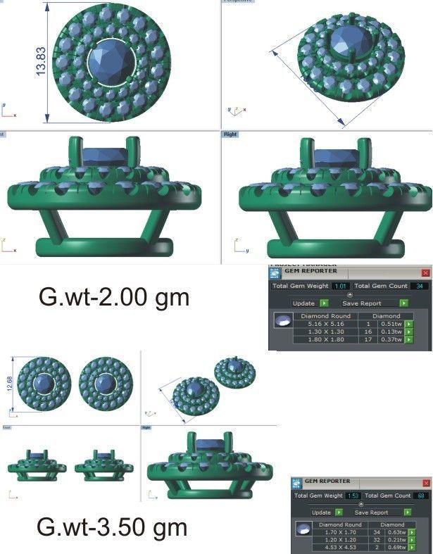 Women Earring Pendant Set 3dm STL OBJ FBX Render Details 3D print model_49