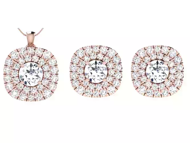 Women Earring Pendant Set 3dm STL OBJ FBX Render Details