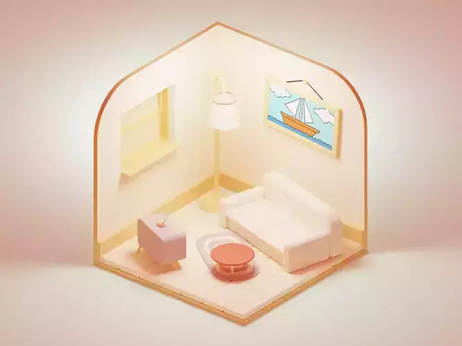 Stylized Cozy Living Room 3D model