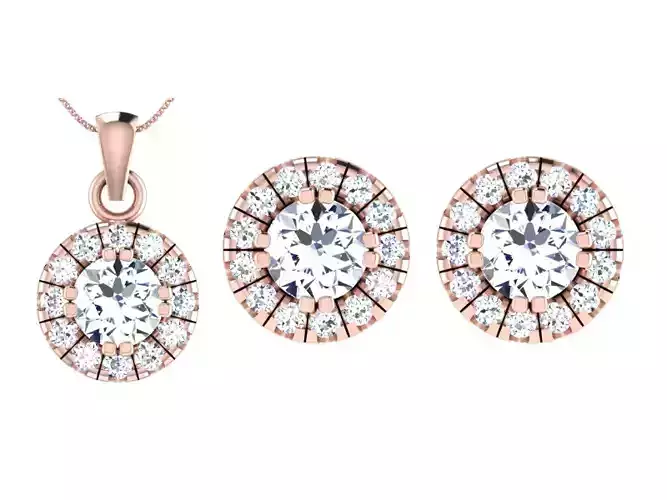 Women Earring Pendant Set 3dm STL OBJ FBX Render Details