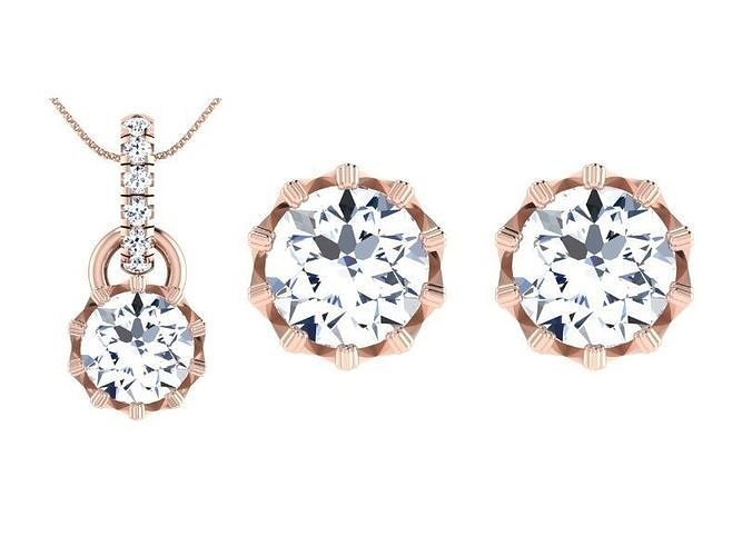 Women Earring Pendant Set 3dm STL OBJ FBX Render Details 3D print model
