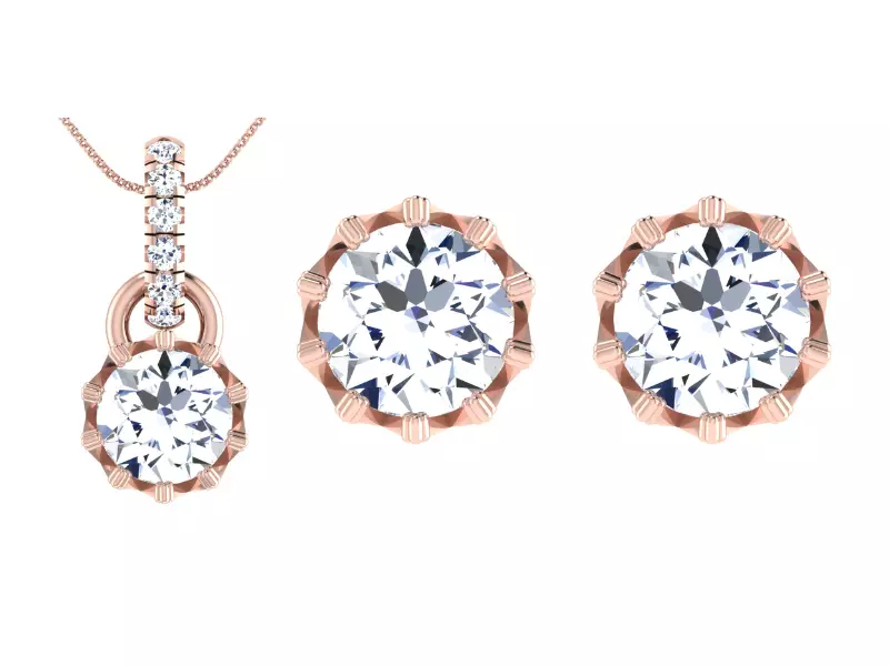 Women Earring Pendant Set 3dm STL OBJ FBX Render Details 3D print model