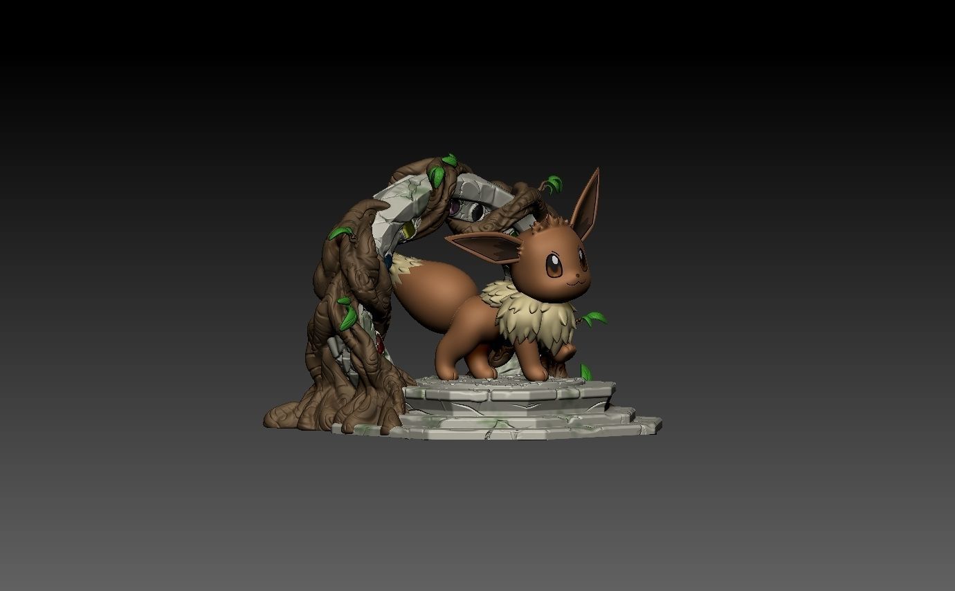pokemon eevee diorama 3D print model_5
