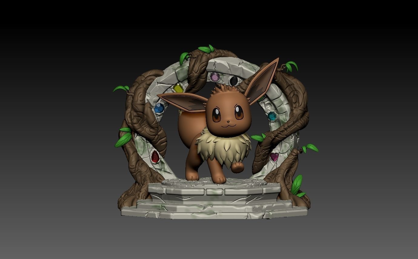 pokemon eevee diorama 3D print model_1