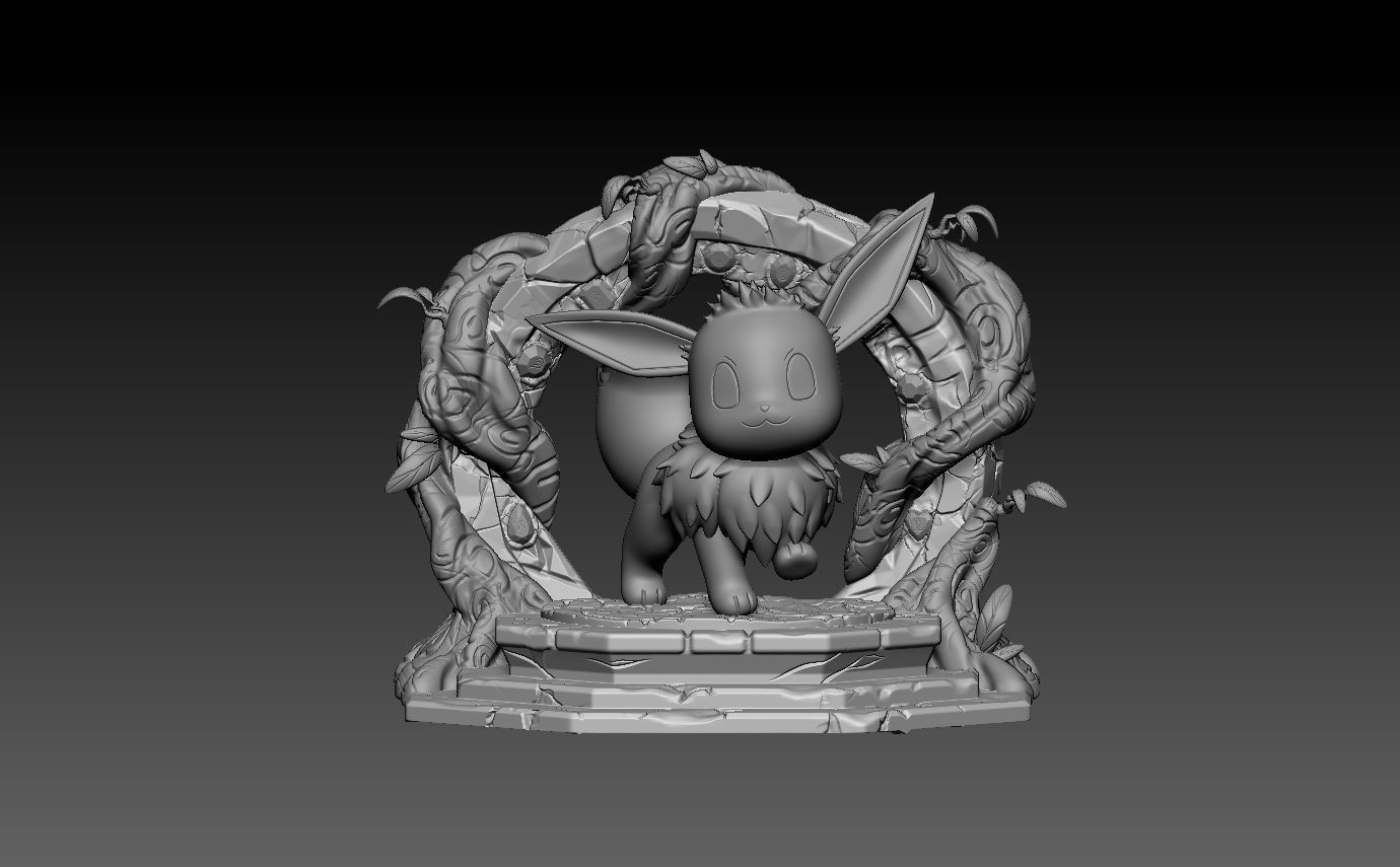 pokemon eevee diorama 3D print model_2