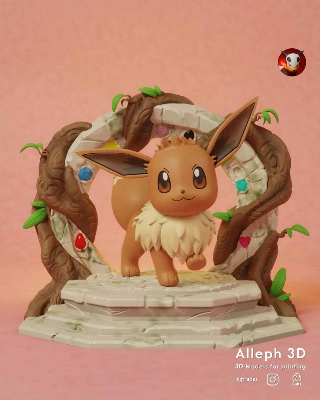 pokemon eevee diorama 3D print model_0