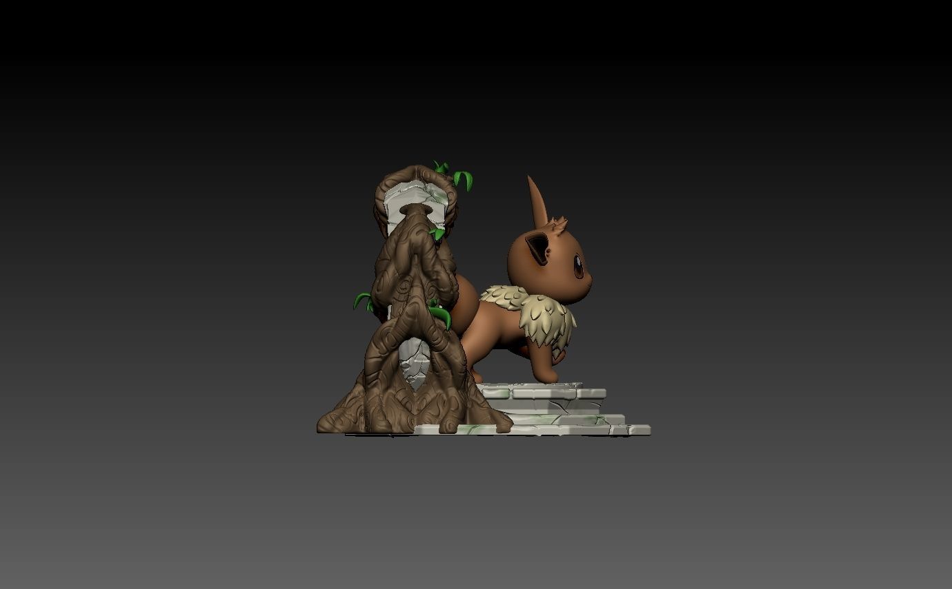pokemon eevee diorama 3D print model_7