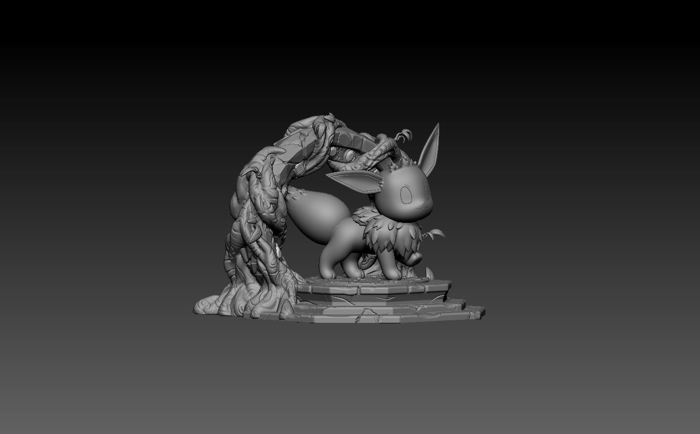 pokemon eevee diorama 3D print model_6