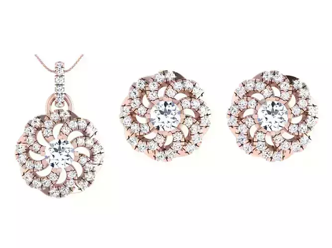 Women Earring Pendant Set 3dm STL OBJ FBX Render Details