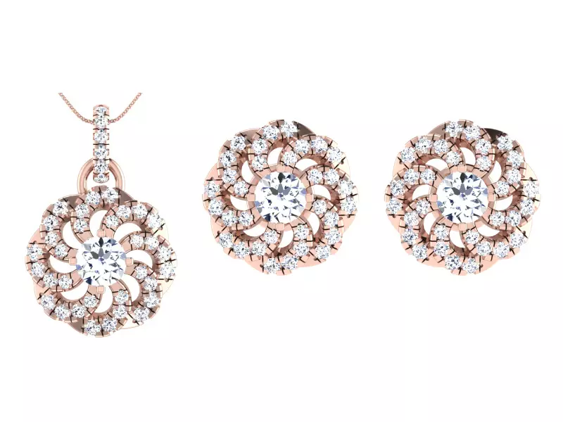 Women Earring Pendant Set 3dm STL OBJ FBX Render Details 3D print model_0